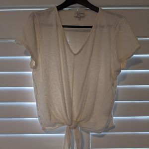 Madewell Cream Tie front Top